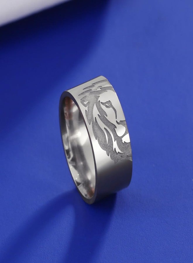 OIDIMS خاتم رأس أسد فضي للرجال، مستوحى من أسد الفايكنج النوردي، بنمط روك بانك، مناسب لراكبي الدراجات النارية القوطيين، خاتم على شكل تميمة أسد، مصنوع من الفولاذ المقاوم للصدأ، تاج بانك، هدية مجوهرات حيوانية للنساء، هدية ذكرى زواج أو عيد ميلاد (10) - Image 5